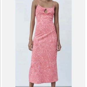 NWT’S Zara Pink & Red body-con dress . Size Large - Great dress brand New